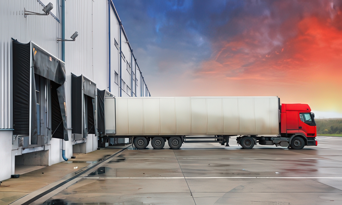 Ground transport truck at a loading dock